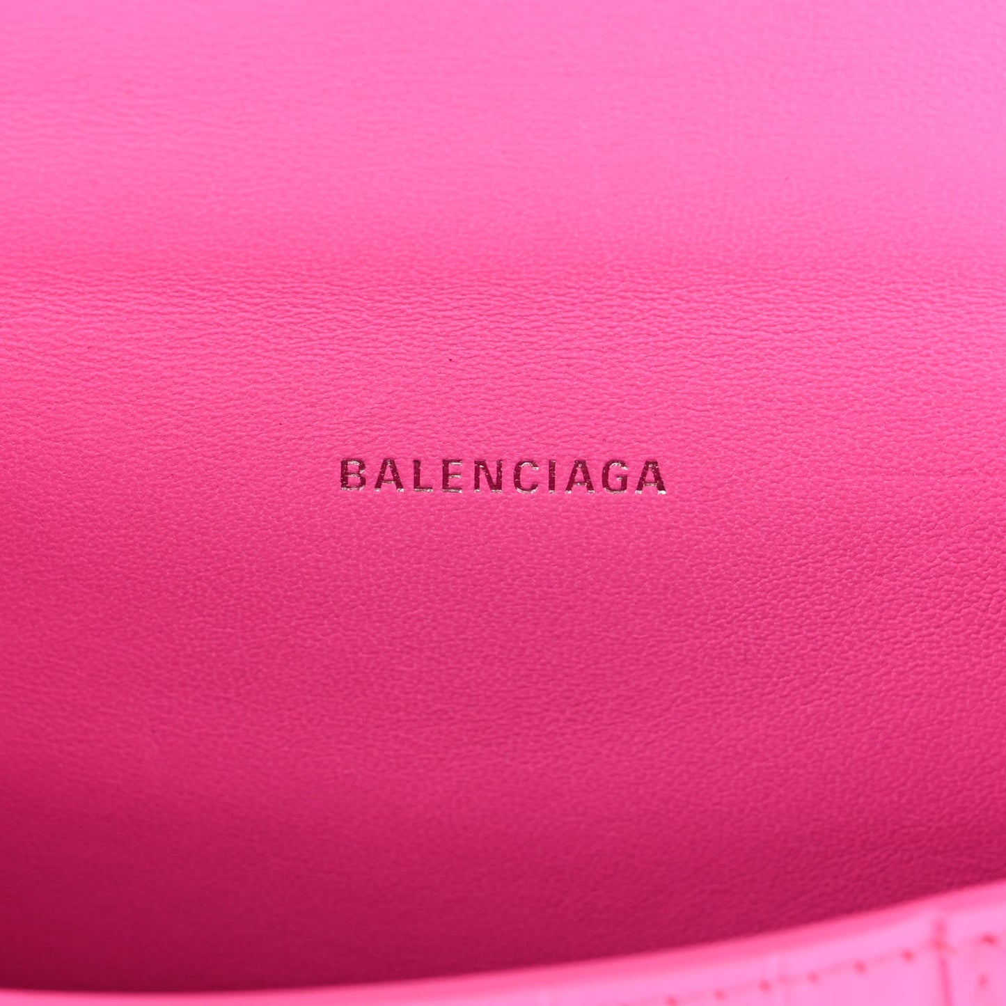 Shiny Calfskin Crocodile Embossed Hourglass Top Handle Bag XS Neon Pink