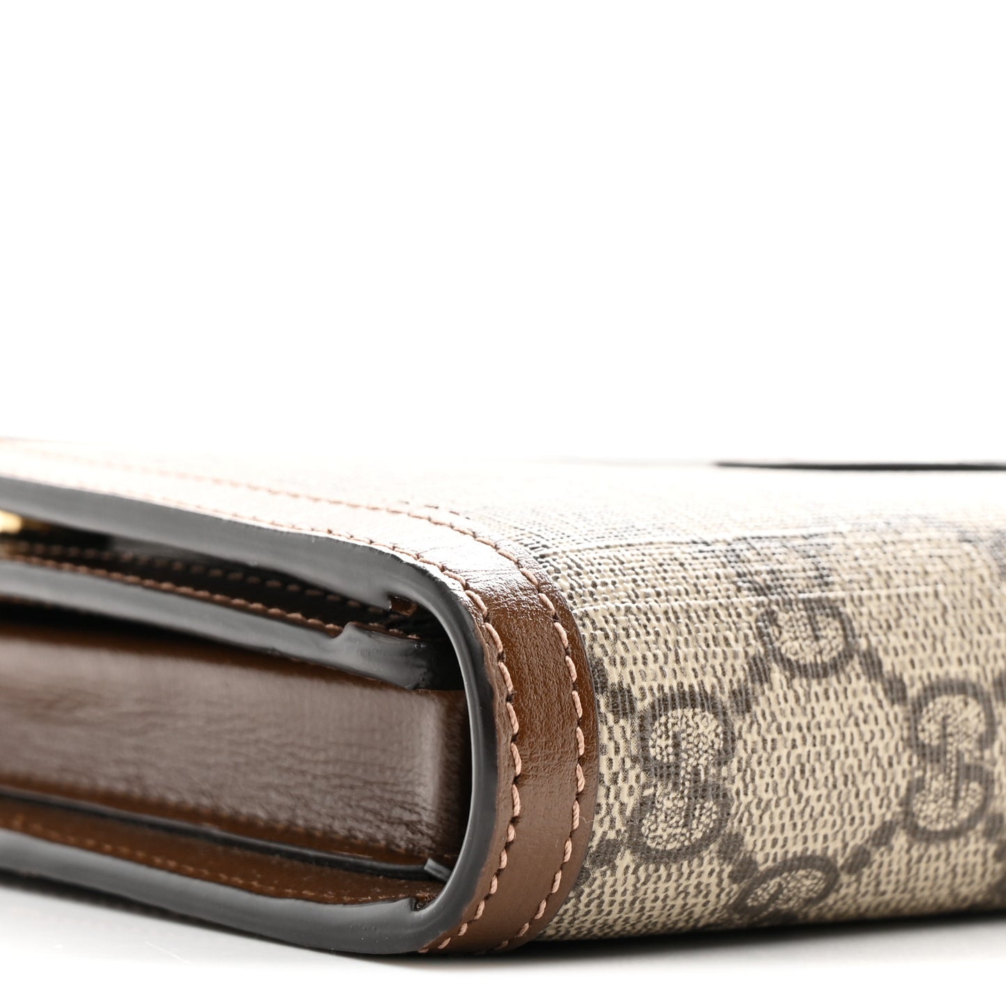Supreme Monogram Textured Calfskin Retro Interlocking G Medium Wallet On Strap Beige Ebony Brown Sugar