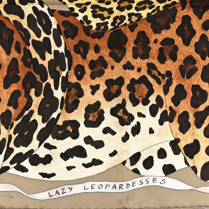 Hermes Silk Twill Lazy Leopardesses Scarf 90 Vert Black Gris Anthracite 3 of 6