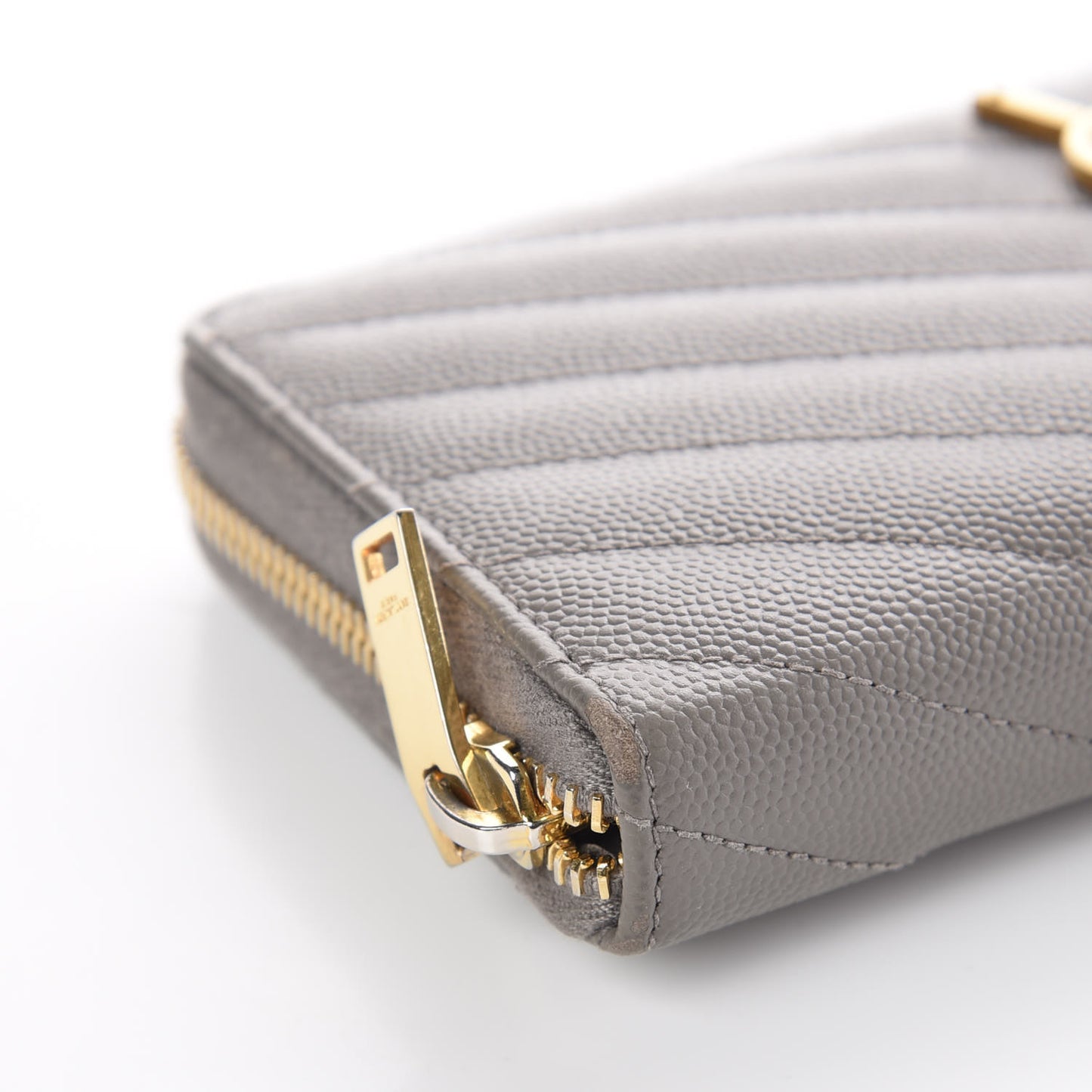 Grain De Poudre Matelasse Chevron Monogram Zip Around Wallet Dark Anthracite