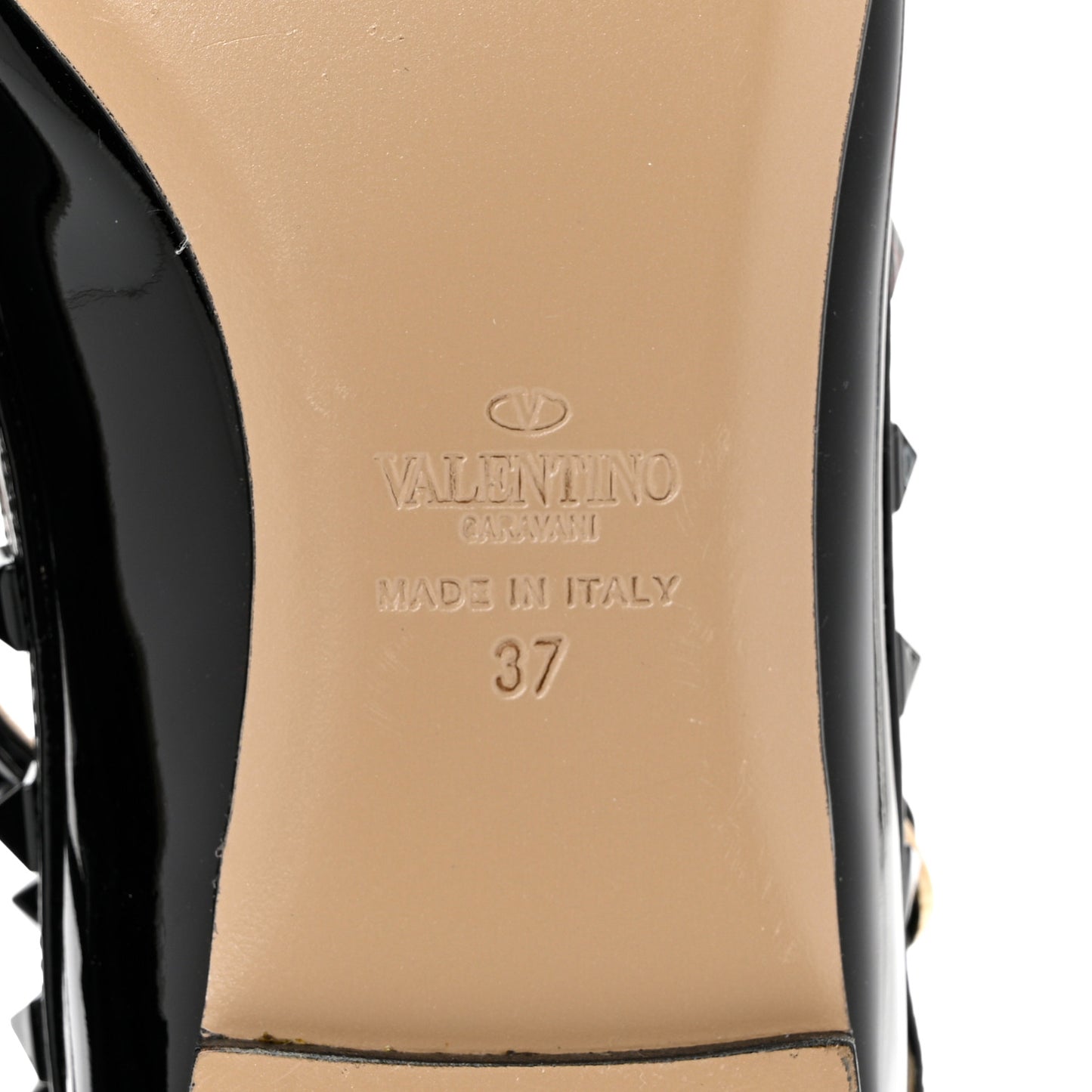 Patent Monochrome Rockstud Cage Ballerina Flats 37 Black