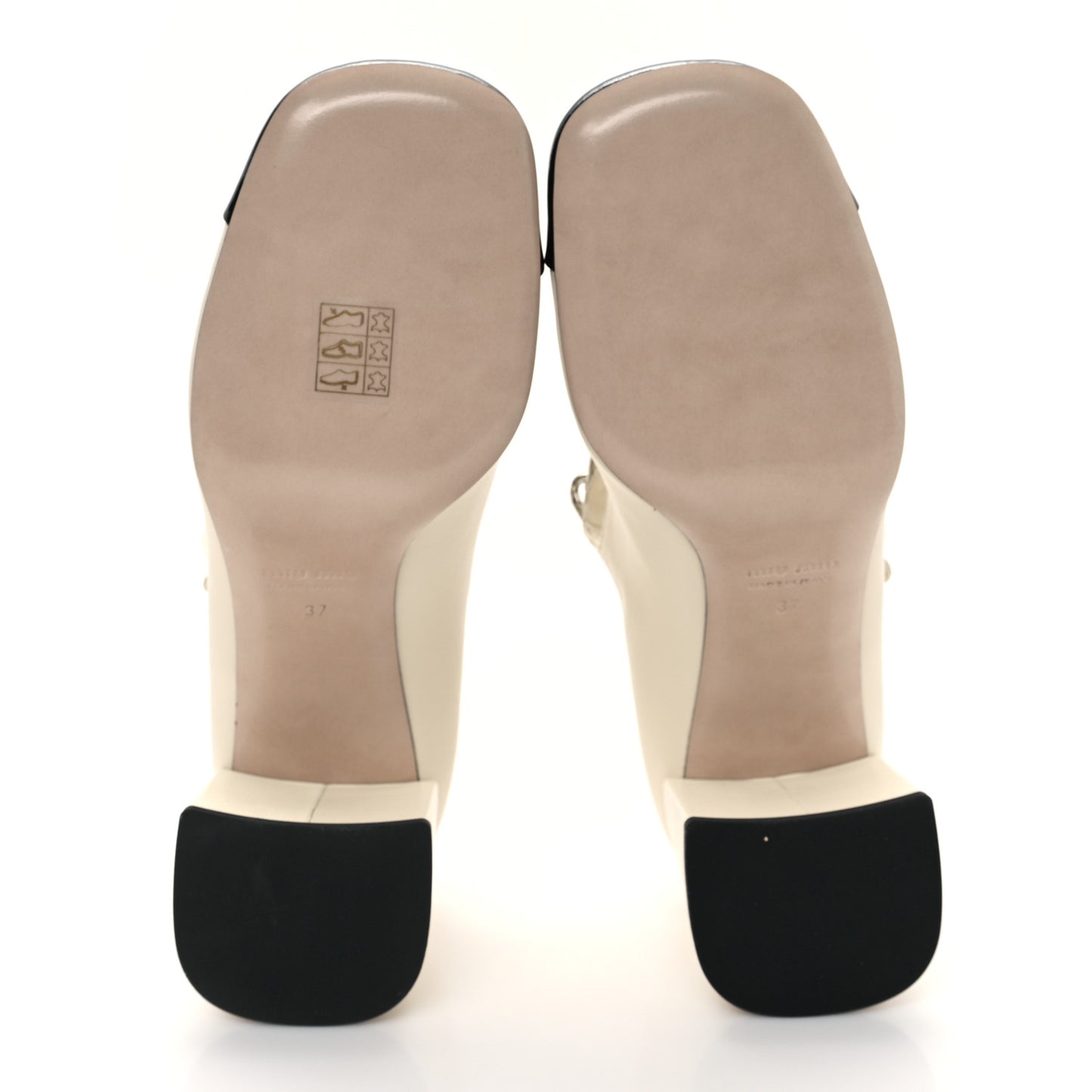 Patent Chain Pearl Mary Jane Pumps 37 Avorio Black