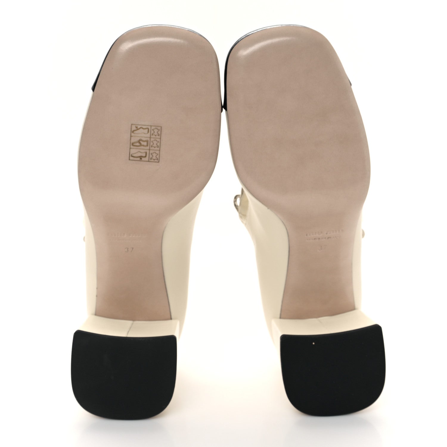 Miu Miu Patent Chain Pearl Mary Jane Pumps 37 Avorio Black 6 of 9