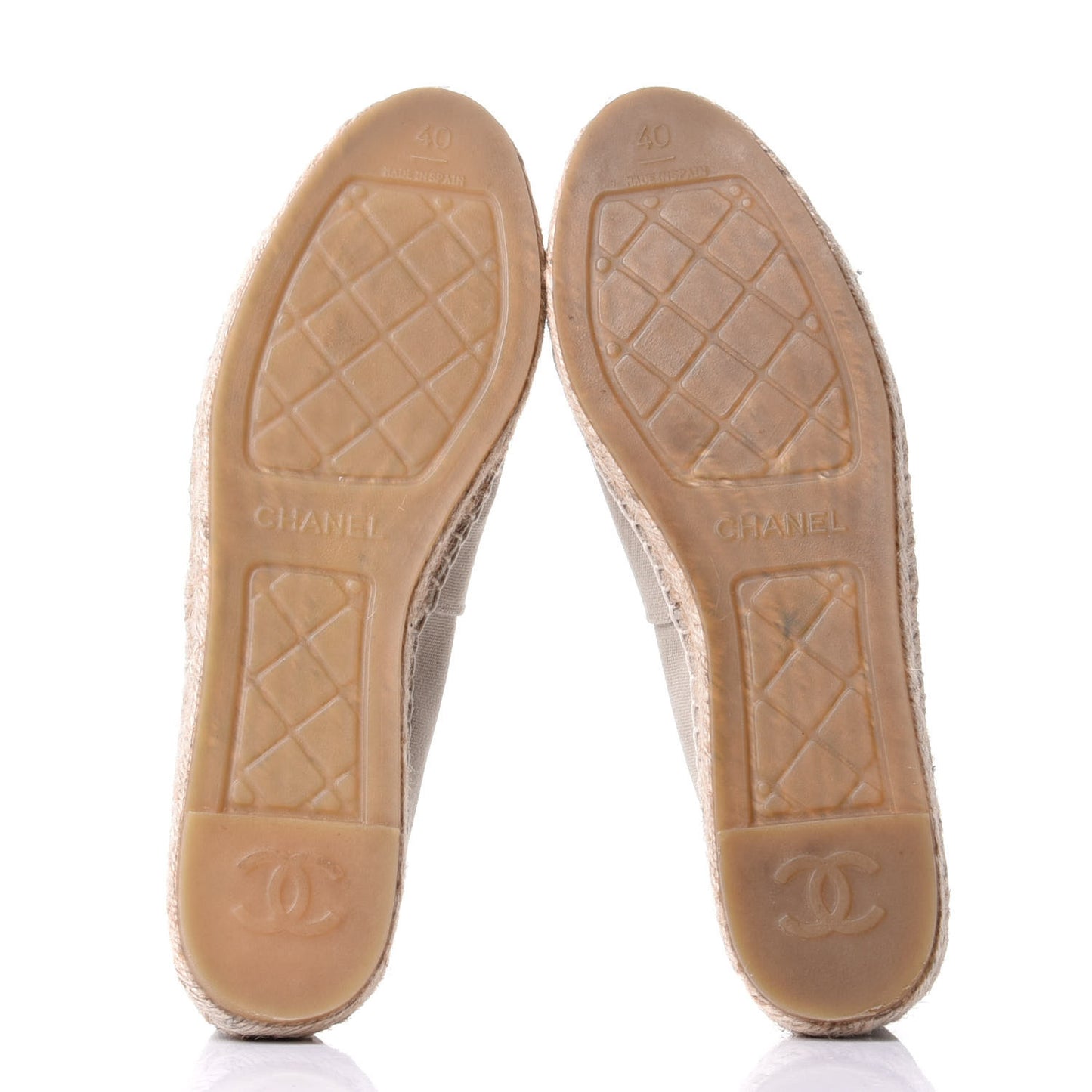 Canvas Grosgrain CC Espadrilles 40 Beige Black