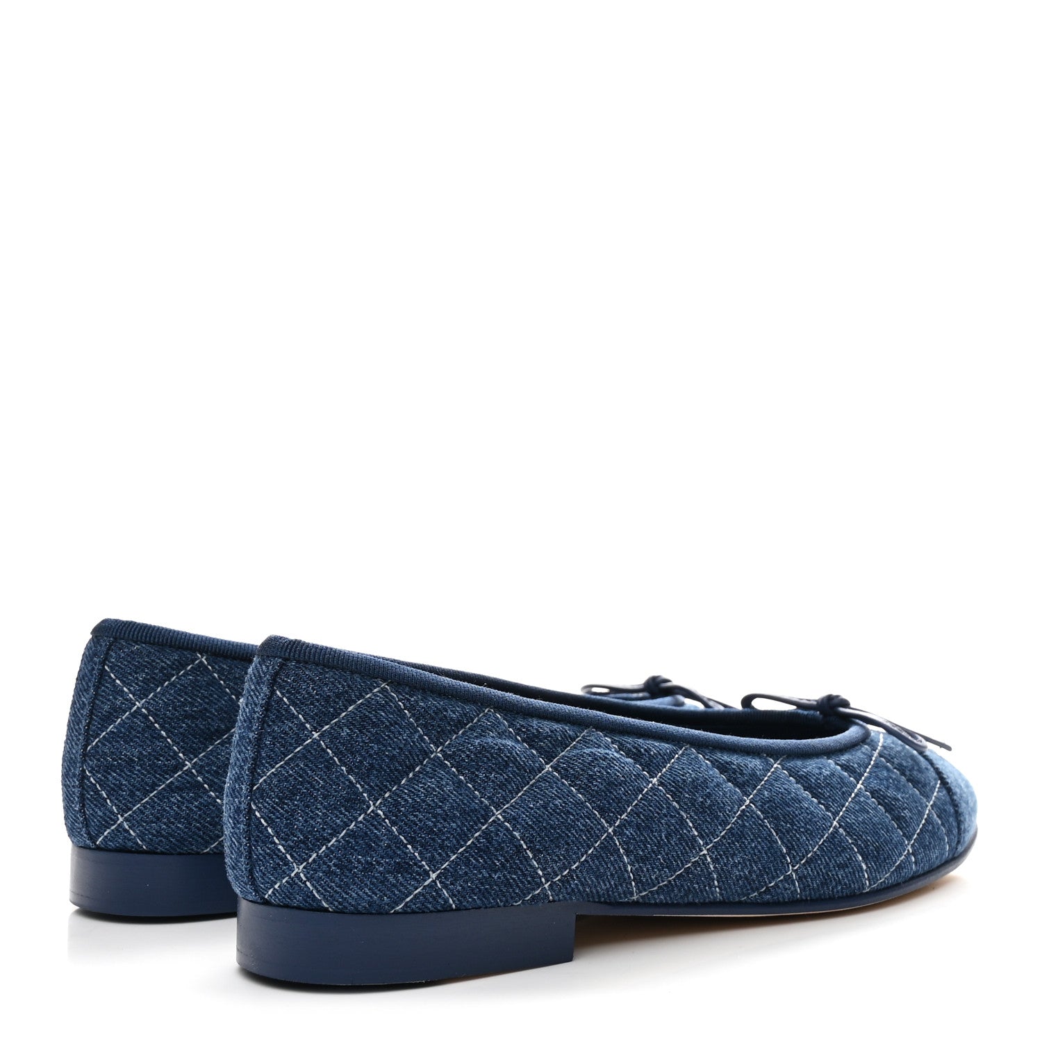Chanel Washed Denim Quilted Cap Toe CC Ballerina Flats 36.5 Blue 5 of 10