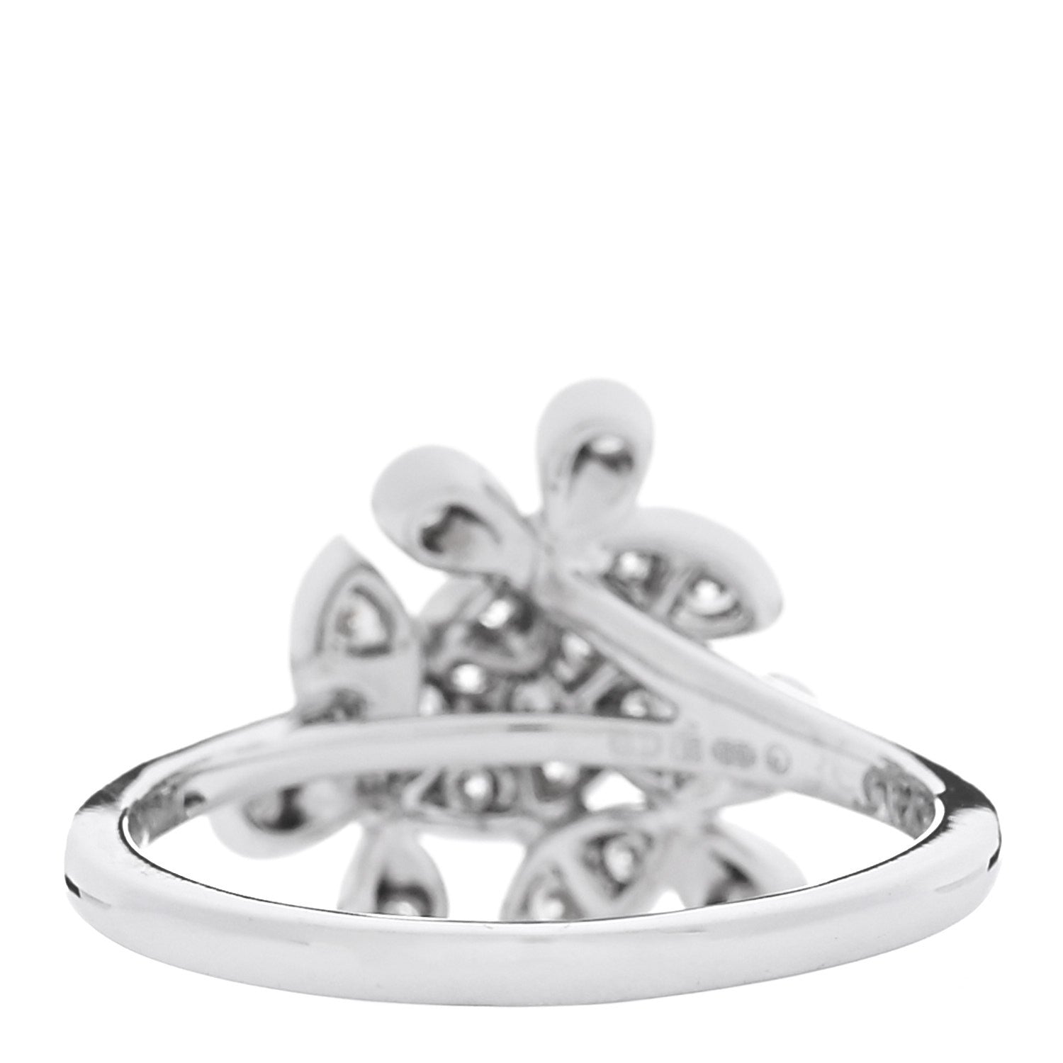 Graff 18K White Gold Diamond Mini Triple Butterfly Pave Ring 52 6 4 of 7