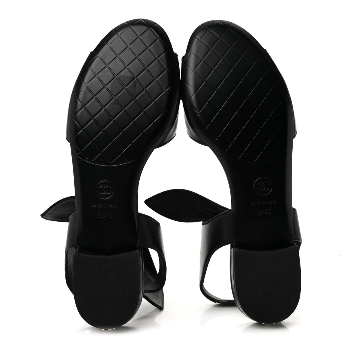 Chanel Lambskin Bow CC Flat Sandals 38.5 Black 6 of 9
