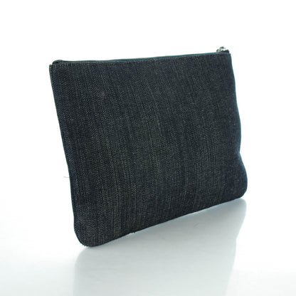 Chanel Denim Large Deauville Pouch Dark Blue 3 of 7