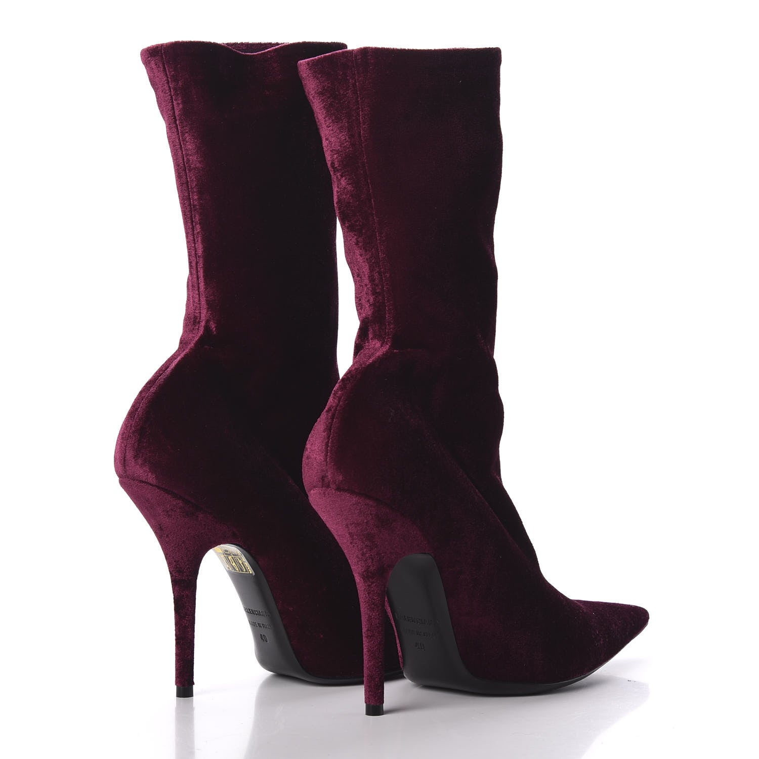 Balenciaga Velvet Extreme Pointed Toe Knife Booties 40 Rouge Prune 4 of 7