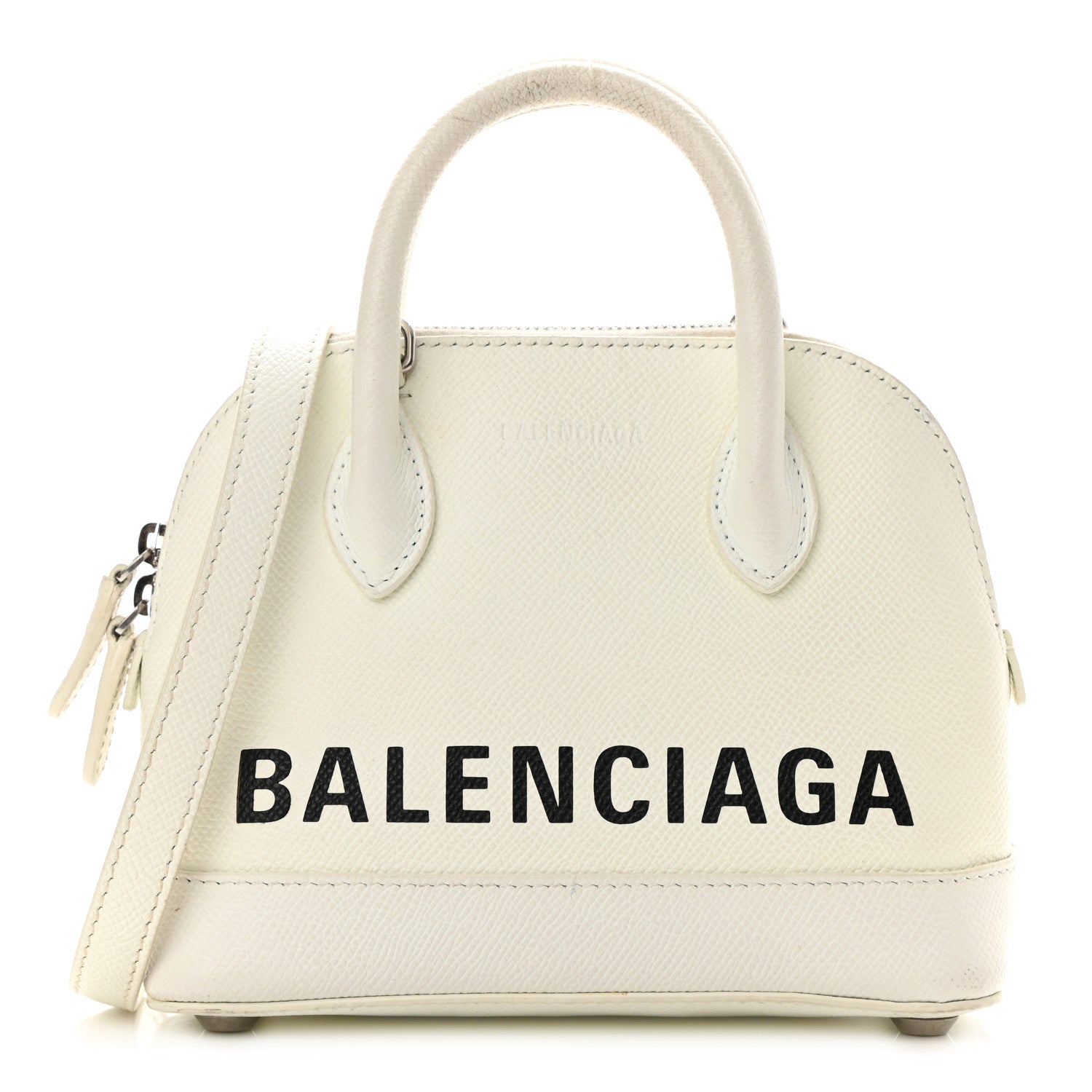 Balenciaga Grained Calfskin XXS Ville Top Handle Bag White Black 1 of 16