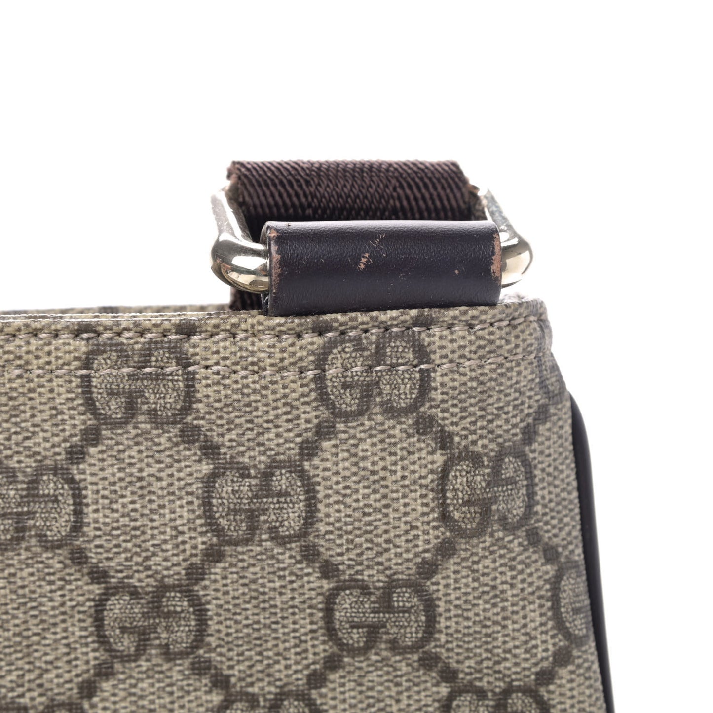 GG Supreme Monogram Small Flat Messenger Bag Dark Brown