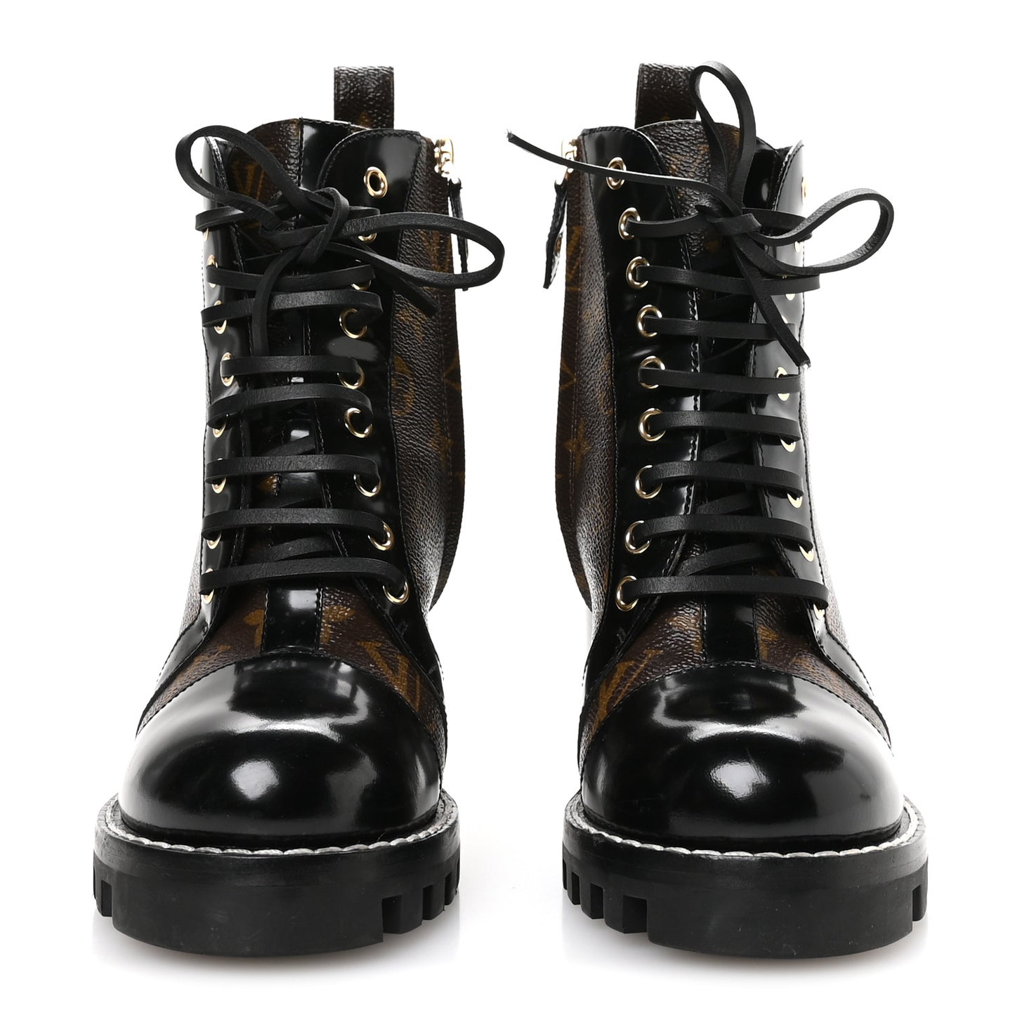 Patent Calfskin Monogram Star Trail Ankle Boots 37.5 Black