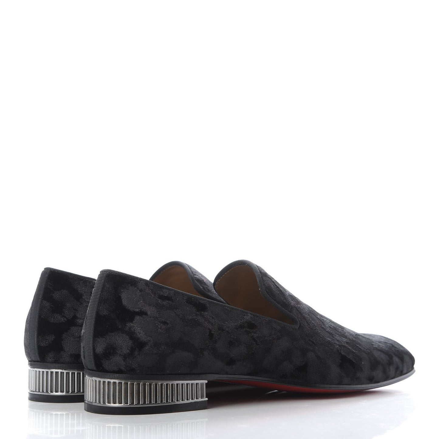 Velvet Jacquard Mens Captain Colonnaki Leopard Flat Loafers 41 Black