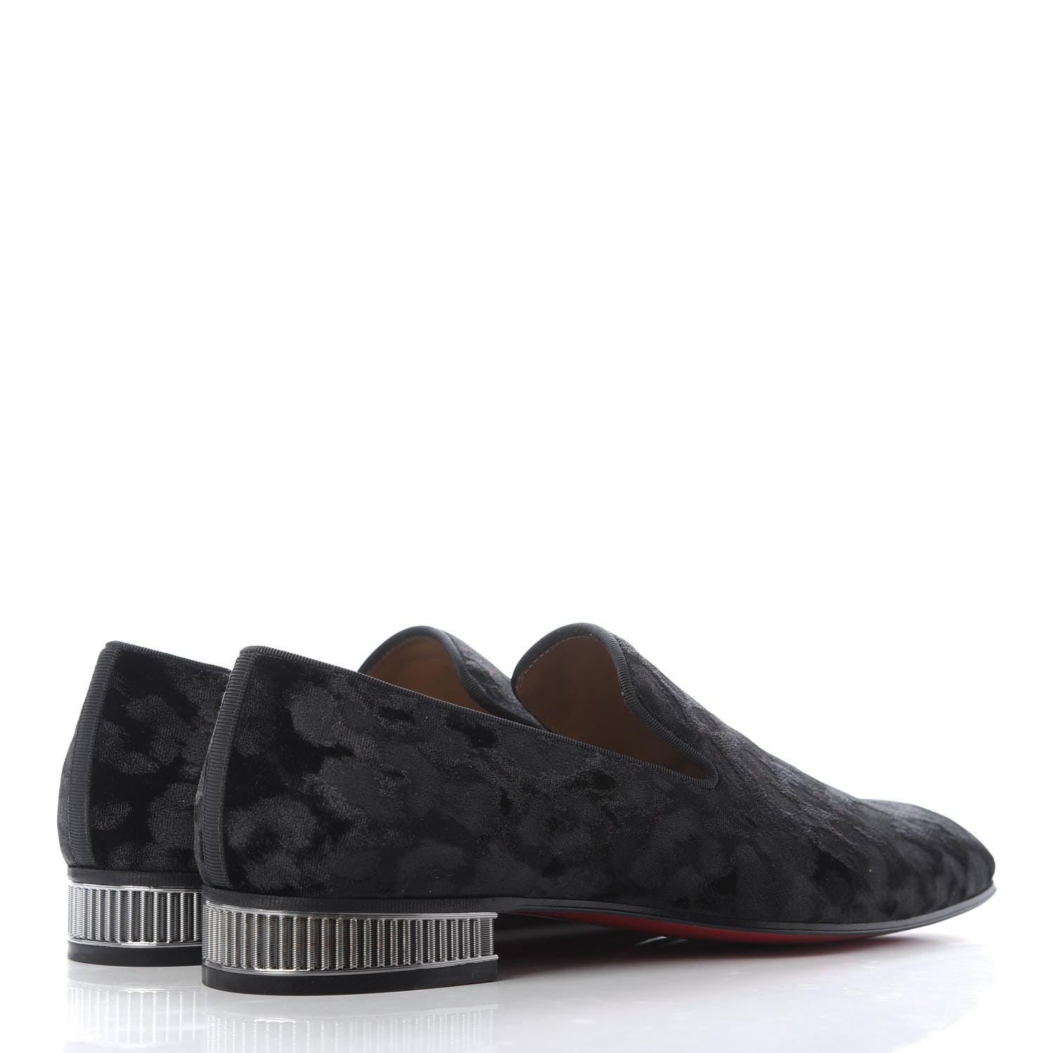 Christian Louboutin Velvet Jacquard Mens Captain Colonnaki Leopard Flat Loafers 41 Black 4 of 9