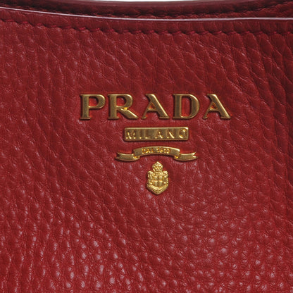 Prada Vitello Daino Convertible Side Pocket Hobo Rosso 5 of 9