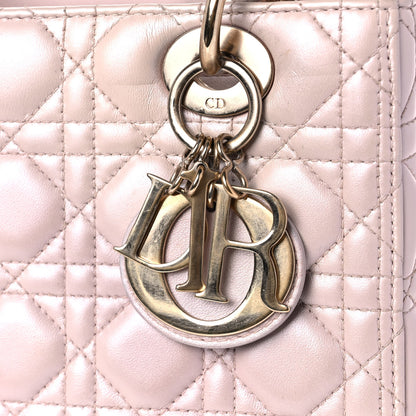 Christian Dior Pearly Lambskin Cannage Medium Lady Dior Lotus 15 of 15