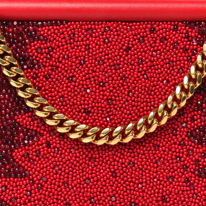Valentino Garavani Nappa Crystal Embellished Clutch With Chain Red 7 of 9