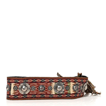 Christian Dior Canvas Embroidered Studded Bohemian Fringe Shoulder Strap Black Multicolor 2 of 4