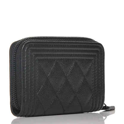 Chanel Caviar Quilted Boy Zip Around Coin Purse Wallet So Black 3 of 4