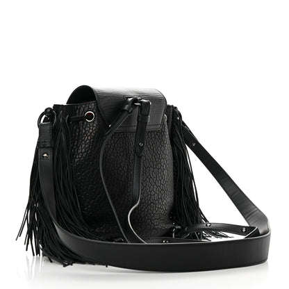 Christian Louboutin Pebbled Calfskin Fringe Lucky L Convertible Backpack Black 2 of 12