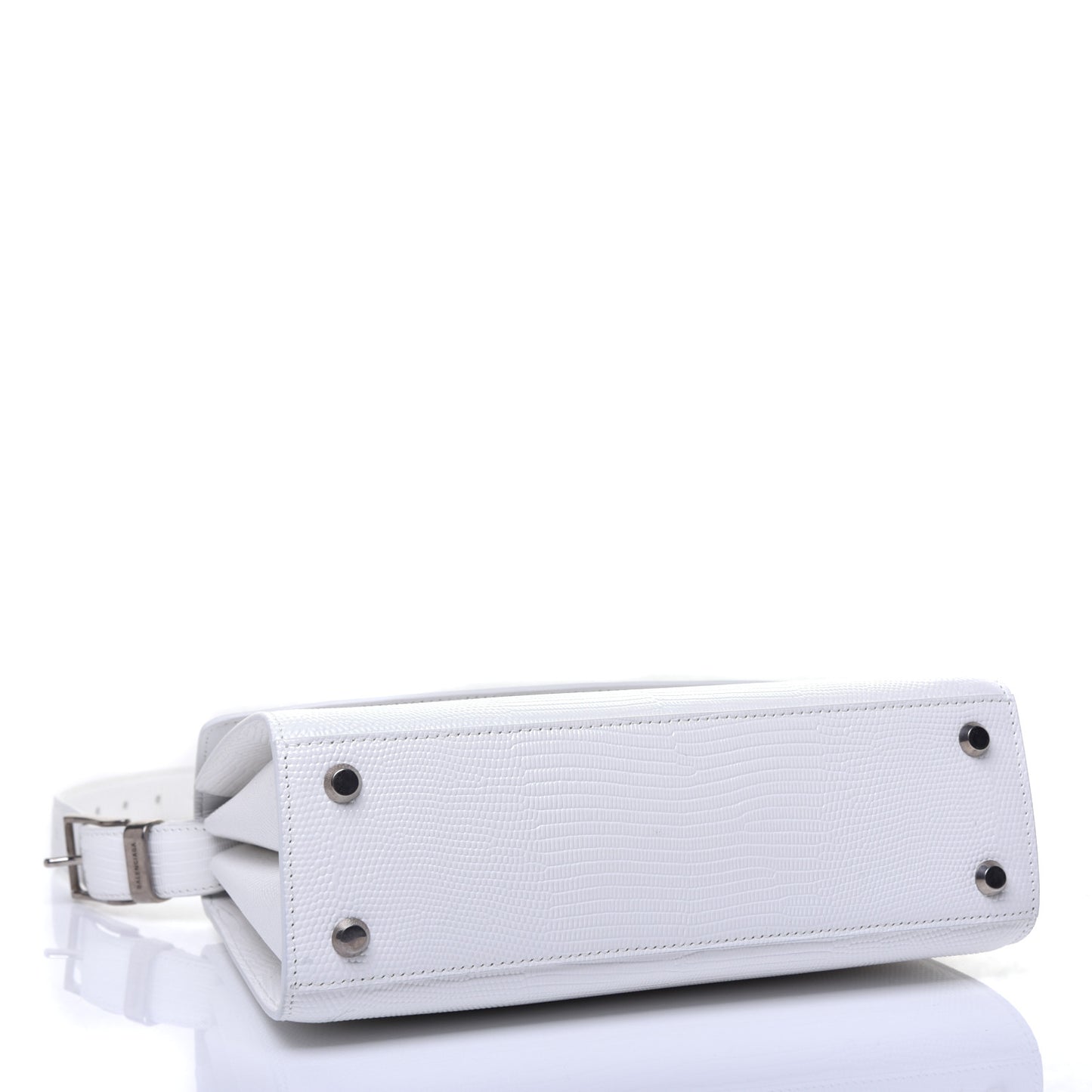 Patent Calfskin Lizard Embossed Medium Ghost Shoulder Bag Optic White