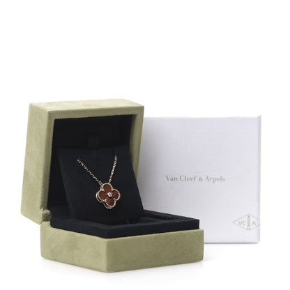 Van Cleef & Arpels 18K Rose Gold Diamond Bulls Eye Vintage Alhambra Pendant Necklace 6 of 7
