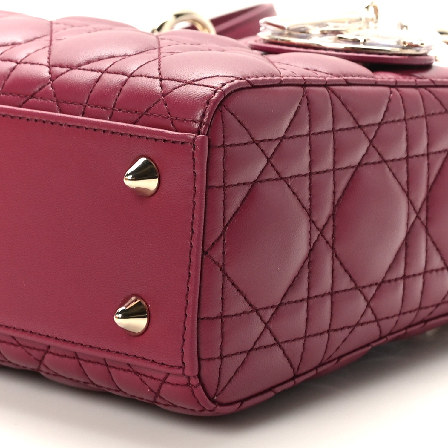 Christian Dior Lambskin Cannage Small My Lady ABCDior Burgundy 9 of 10
