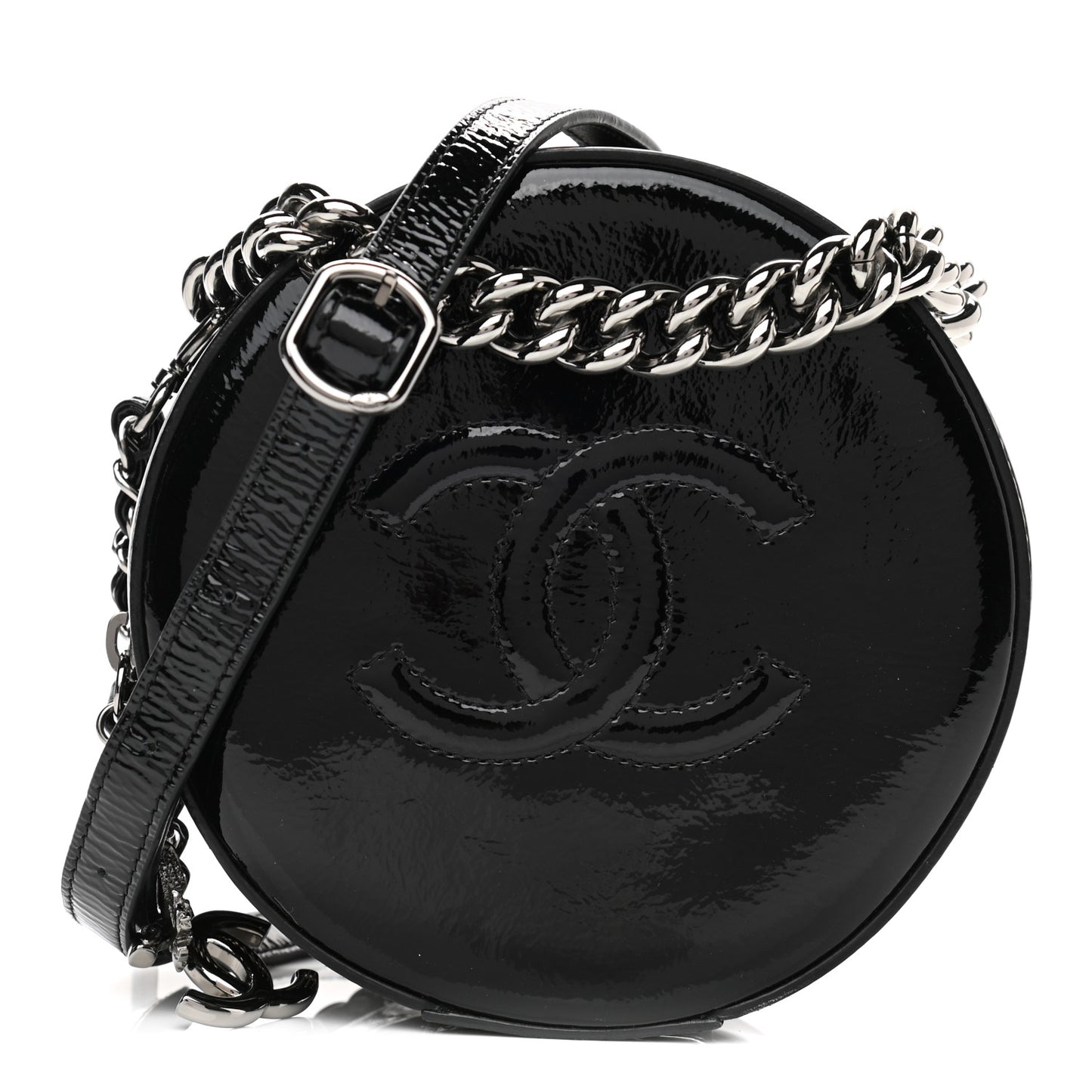 Patent Round As Earth Evening Bag Black