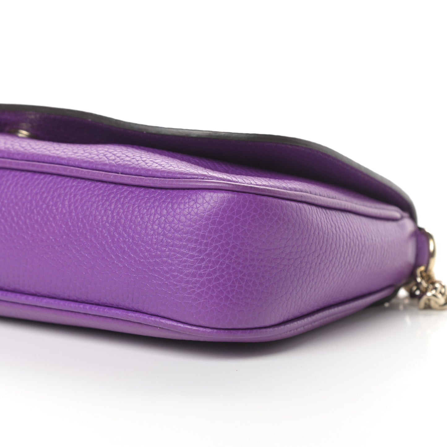 Pebbled Calfskin Medium Soho Flap Crossbody Shine Purple