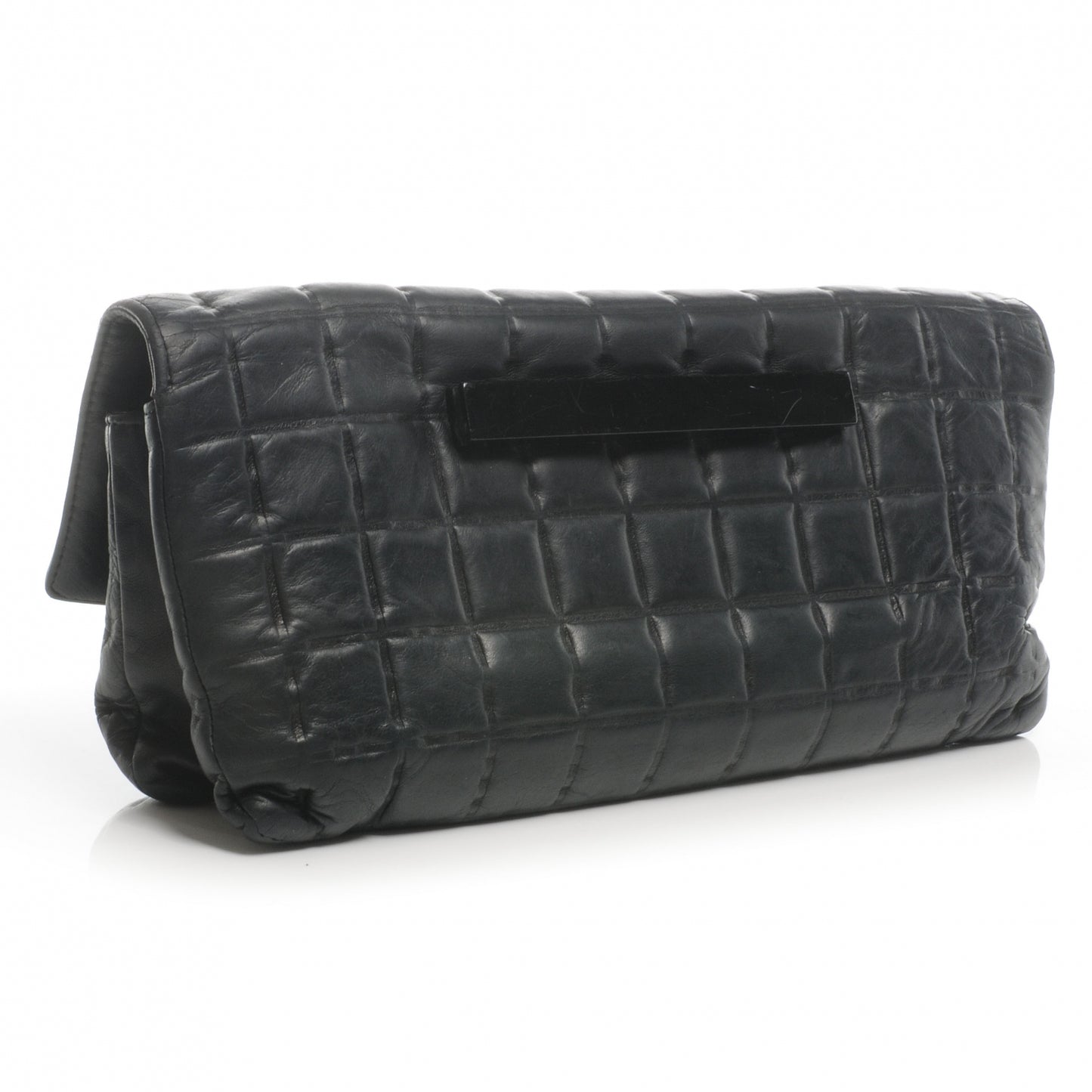 Lambskin Square Quilted Clutch Black