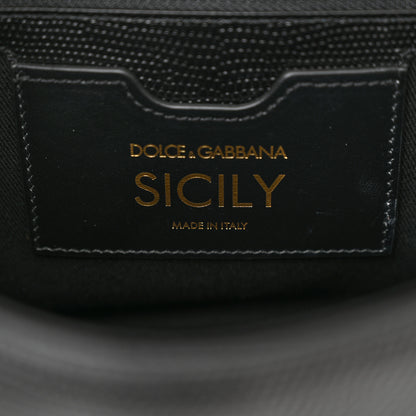 Dolce & Gabbana DOLCE & GABBANA Calfskin Iguana Embossed Studded Medium Fashion Sinner Patch Miss Sicily Satchel Black 6 of 10