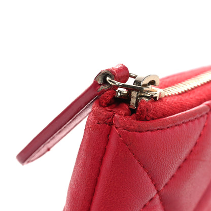 Chanel Lambskin Quilted Large Cosmetic Case Red 12 of 16