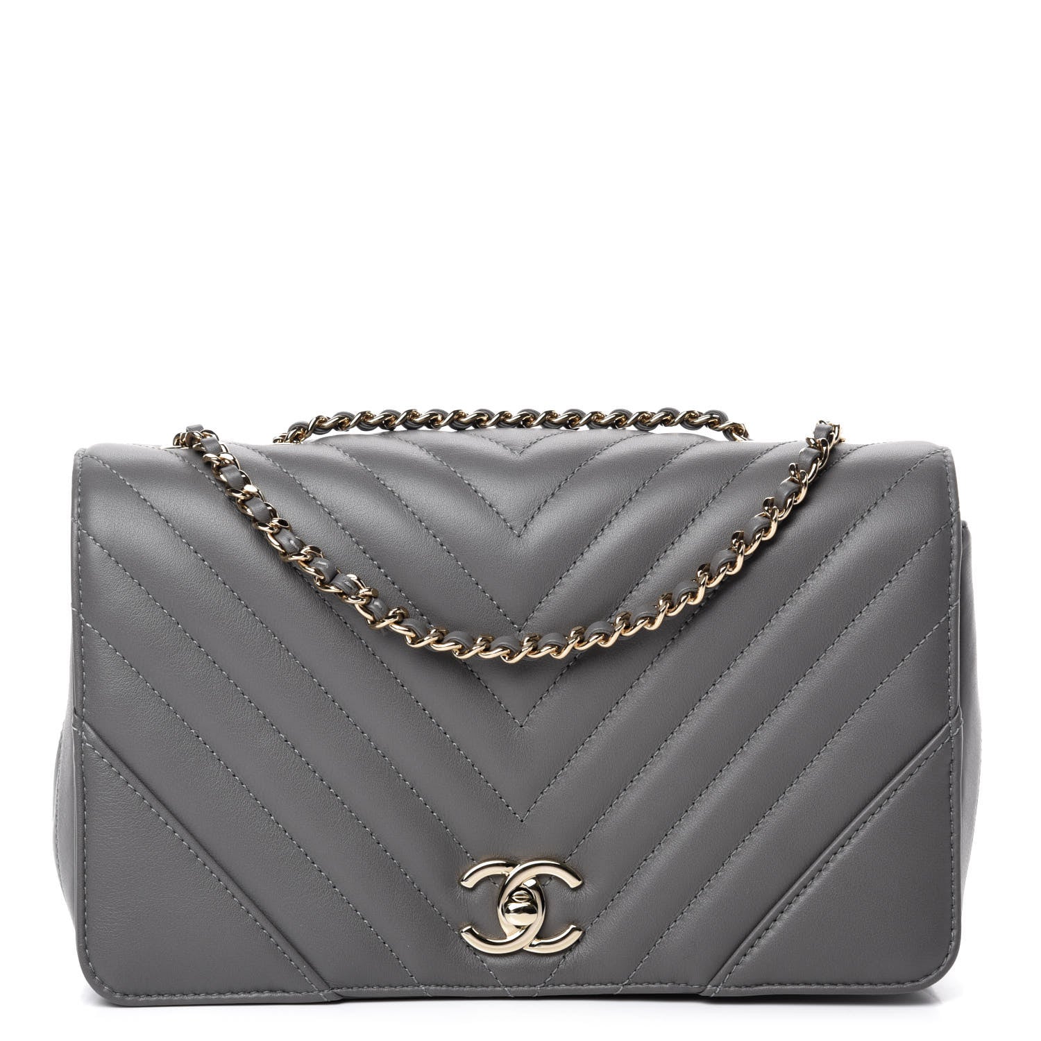 Chanel Calfskin Chevron Quilted Mini Statement Flap Grey 1 of 11