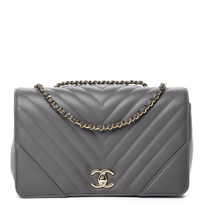 Chanel Calfskin Chevron Quilted Mini Statement Flap Grey 1 of 11