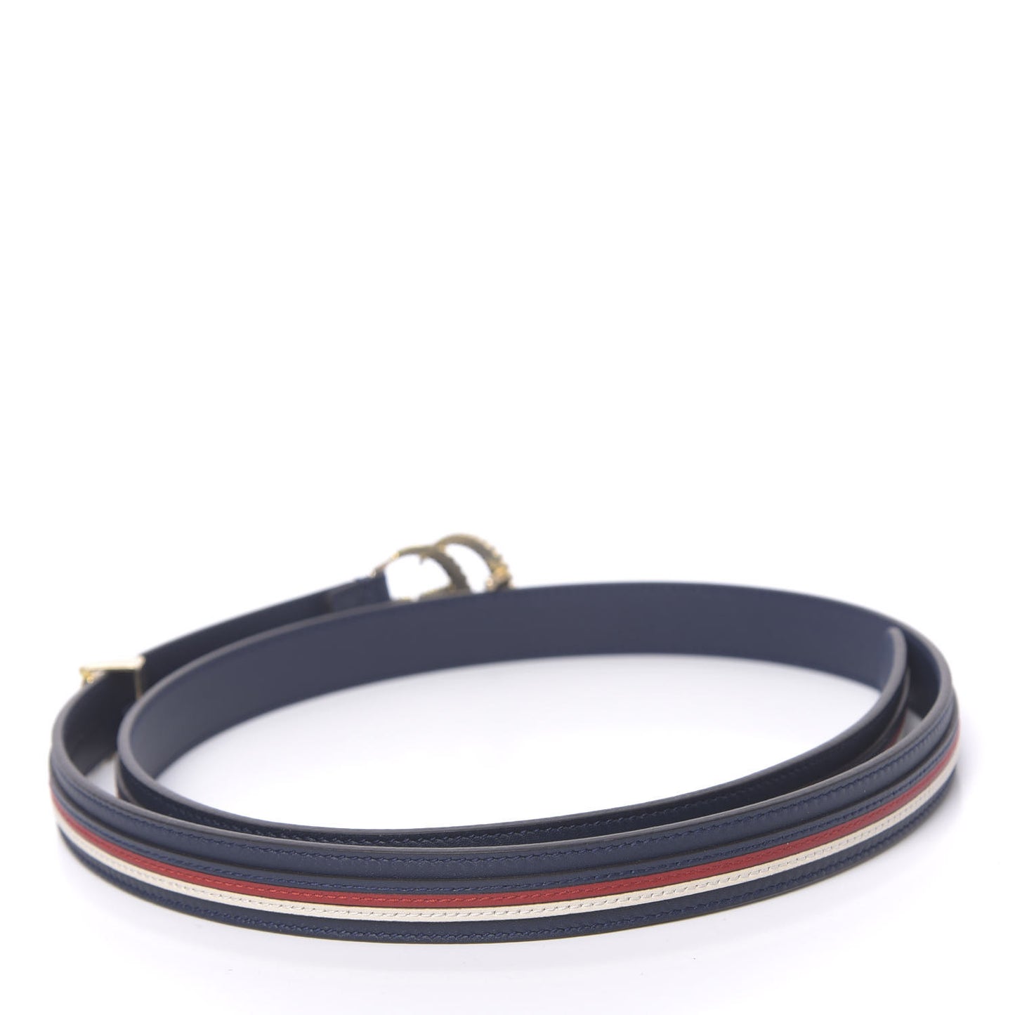 Calfskin Sylvie Stripe Torchon Double G 20mm Belt 95 38 Maritime Hibiscus Red Mystic White