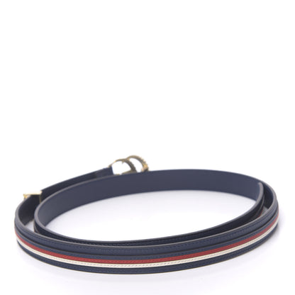 Gucci Calfskin Sylvie Stripe Torchon Double G 20mm Belt 95 38 Maritime Hibiscus Red Mystic White 2 of 5