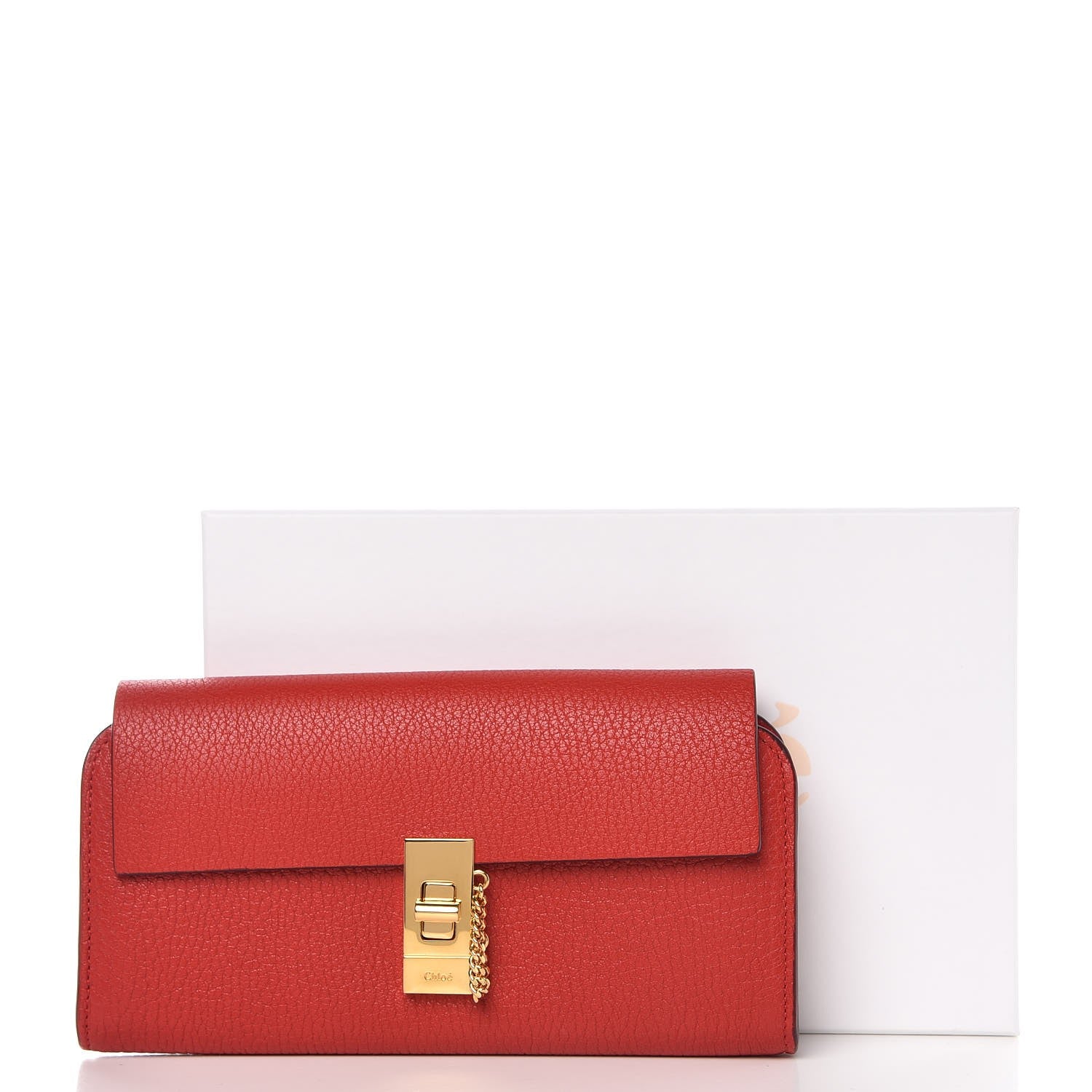 Chloe Grained Lambskin Drew Long Wallet with Flap Plaid Red 7 of 7