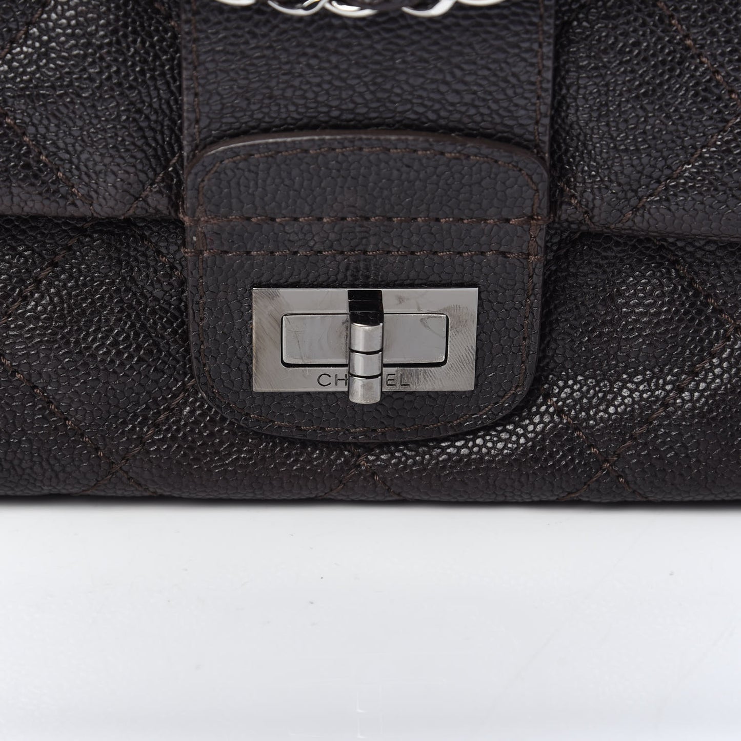 Caviar Quilted Jumbo Mademoiselle Flap Brown