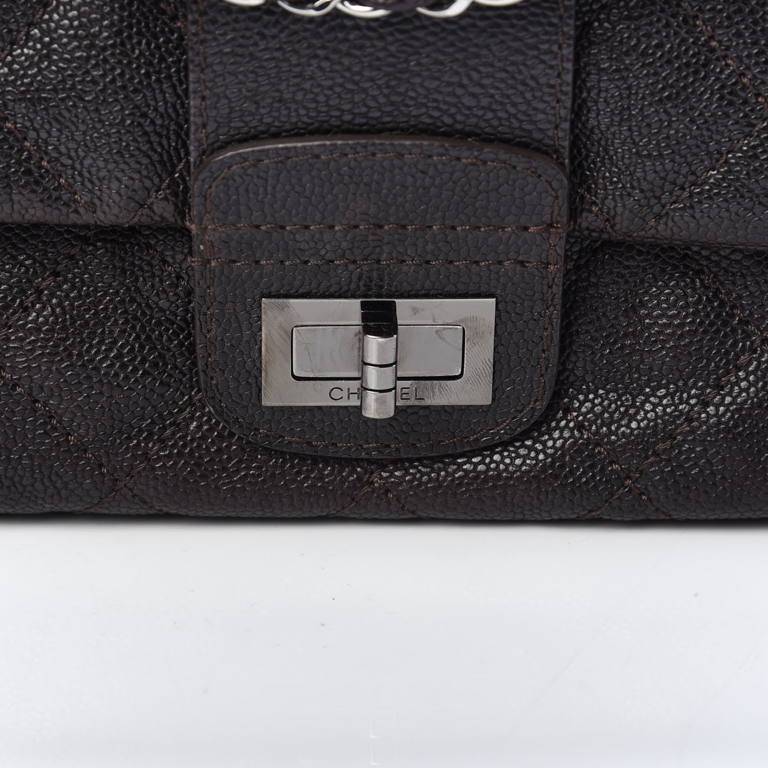 Chanel Caviar Quilted Jumbo Mademoiselle Flap Brown 10 of 10