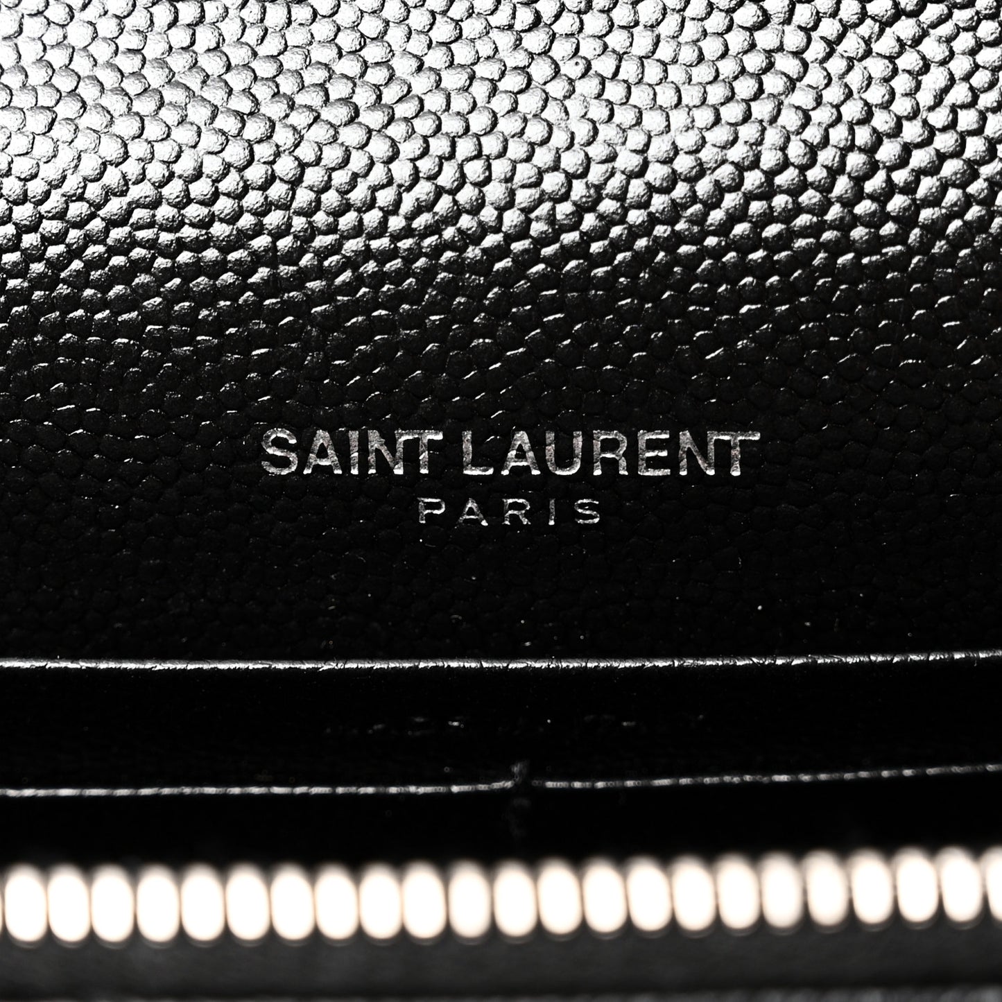 Grain De Poudre Matelasse Chevron Monogram Envelope Chain Wallet Black