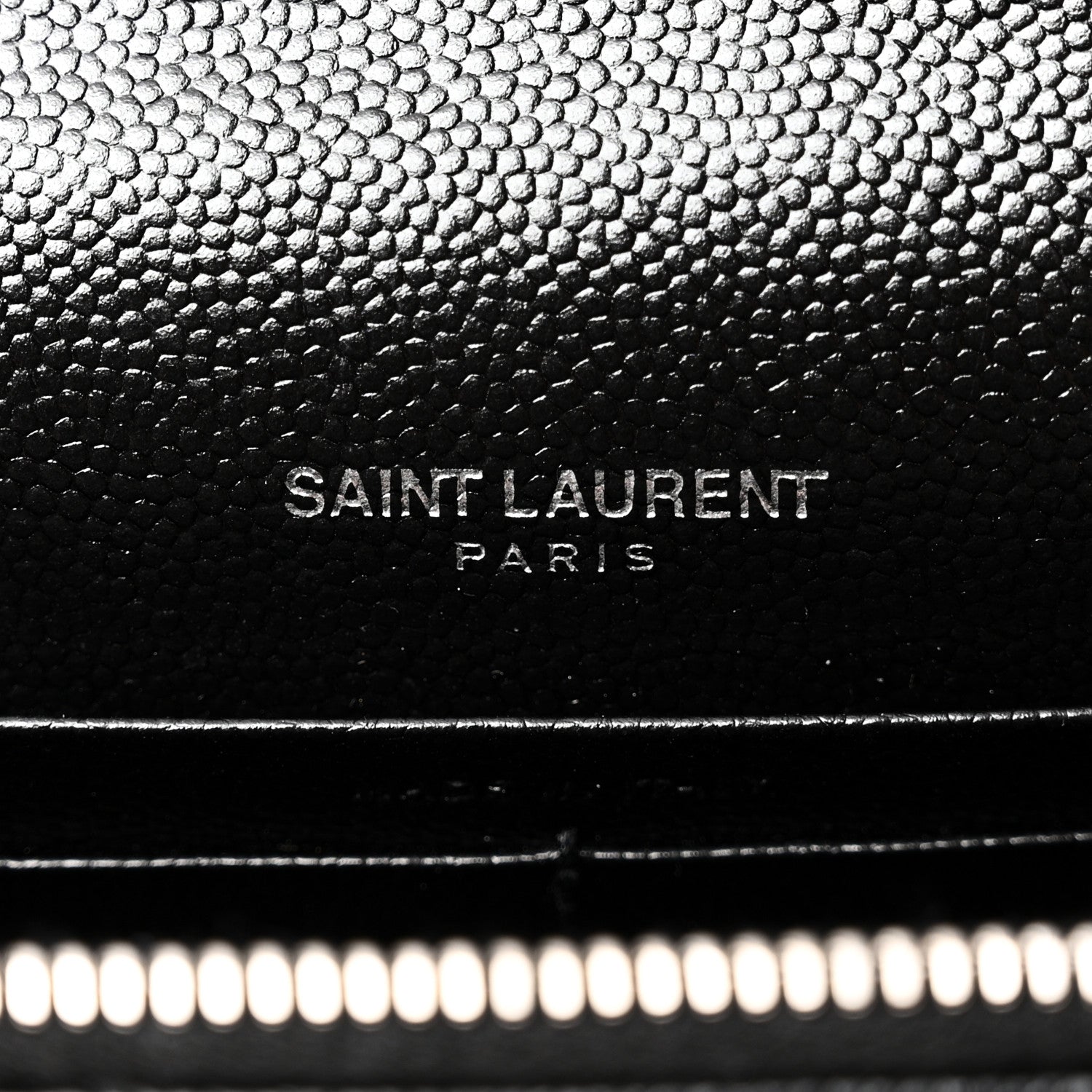 Saint Laurent Grain De Poudre Matelasse Chevron Monogram Envelope Chain Wallet Black 6 of 9