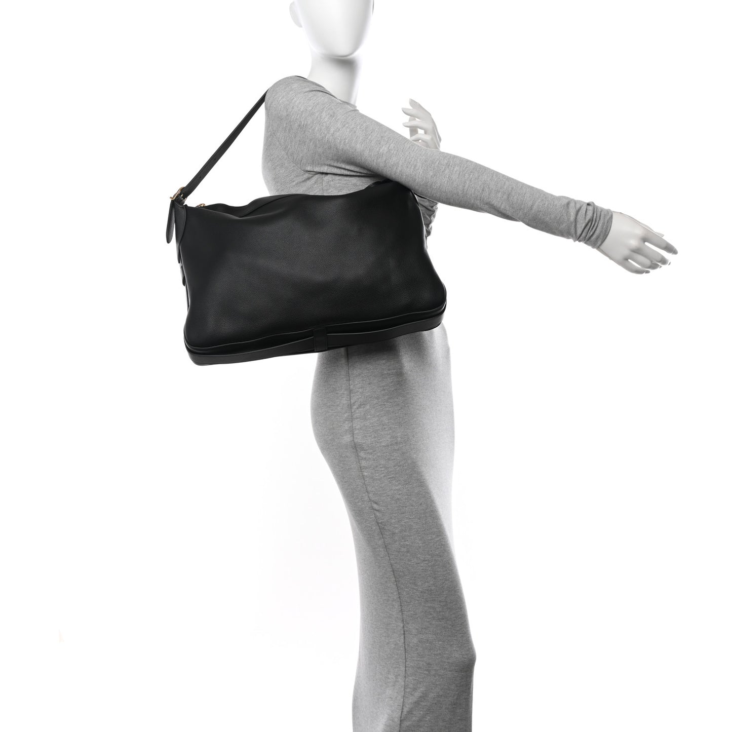 Supple Calfskin Large Romy Shoulder Bag Black