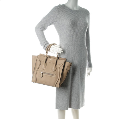 Celine Drummed Calfskin Micro Luggage Dune 2 of 8