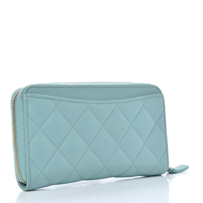 Chanel Caviar Quilted Medium Zip Around Wallet Light Blue 3 of 7
