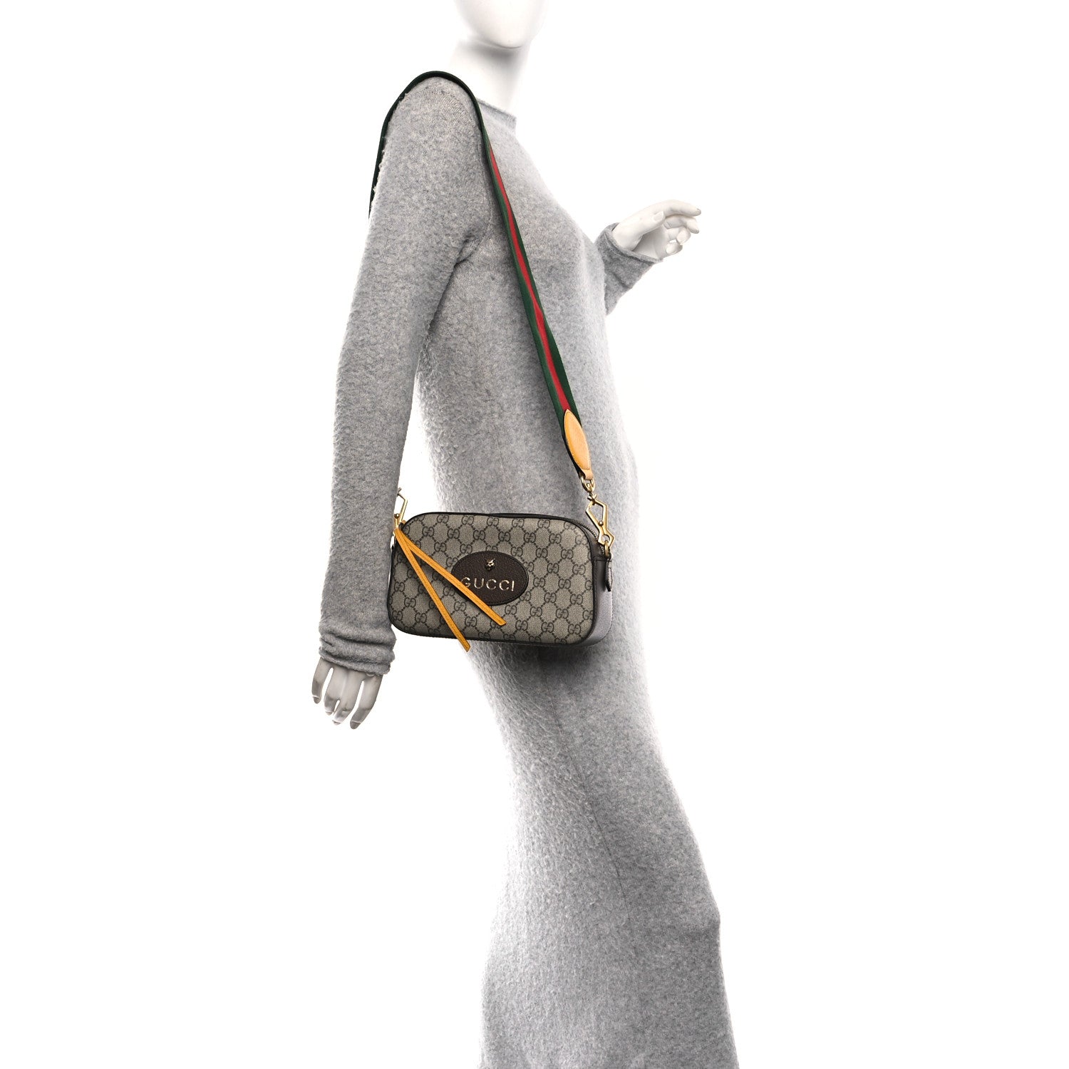Gucci GG Supreme Monogram Web Neo Vintage Shoulder Bag Beige New