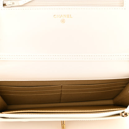 Chanel Lambskin Quilted CC Pearl Crush Wallet on Chain WOC White 8 of 25