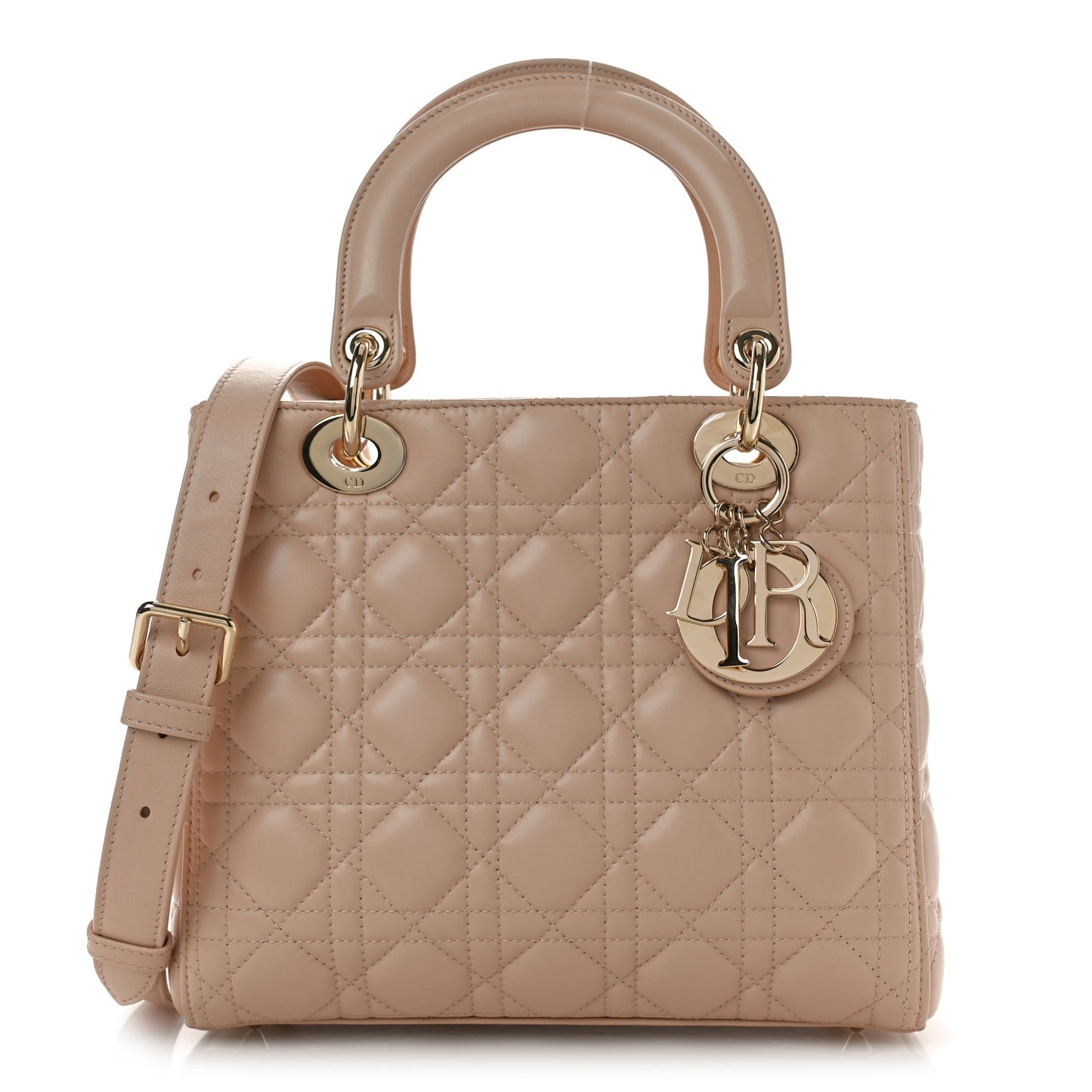 Lambskin Cannage Medium Lady Dior Rose Poudre