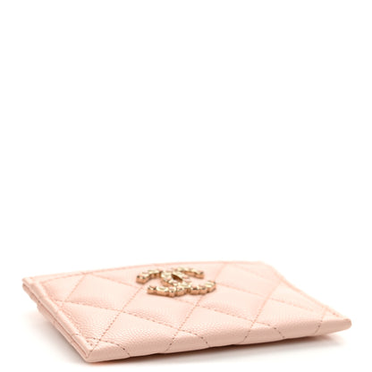 Chanel Shiny Caviar Enamel Quilted CC Card Holder Light Pink 4 of 9