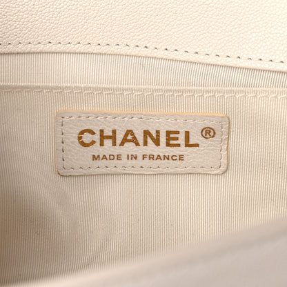 Chanel Caviar Chevron Quilted Medium Boy Flap White 7 of 10