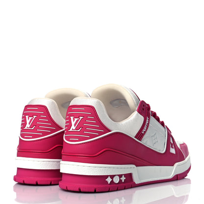Louis Vuitton Calfskin Embossed Monogram Mens LV Trainer Sneakers 9 Fuchsia 4 of 8
